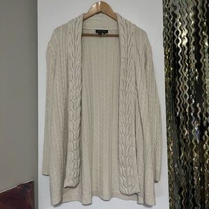Ralph Lauren open front cable knit off white long cardigan
